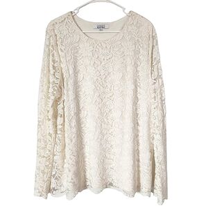 Company Ellen Tracy Cream Stretch Lace Blouse XXL